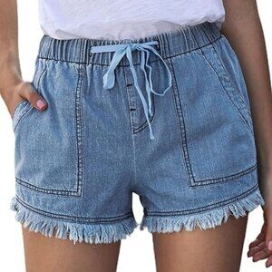 Women's‎ XL-XXL Denim Jean Shorts Mid Waist Ripped Frayed Stretchy Summer Casual